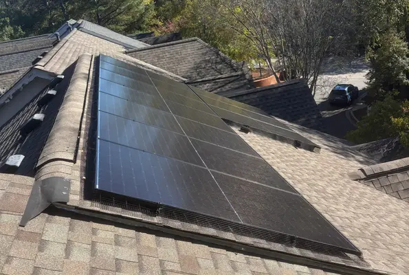 Rooftop solar array on a shingle roof in North Georgia by Innovative Electrical Systems